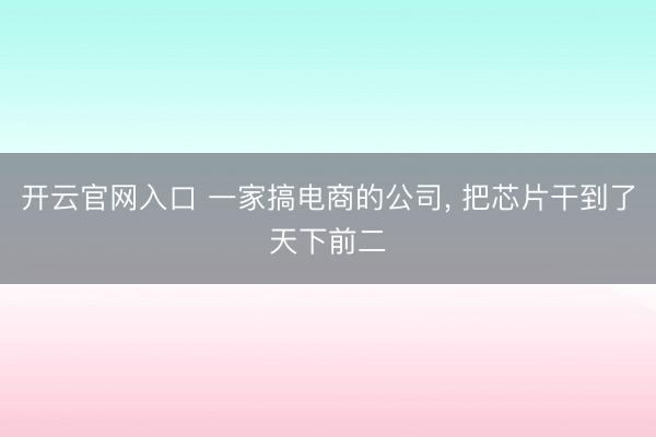 开云官网入口 一家搞电商的公司， 把芯片干到了天下前二