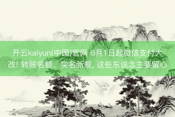 开云kaiyun(中国)官网 6月1日起微信支付大改! 转账名额、实名新规， 这些东说念主要留心