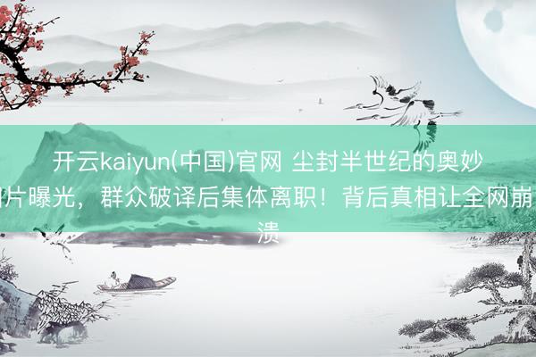 开云kaiyun(中国)官网 尘封半世纪的奥妙相片曝光，群众破译后集体离职！背后真相让全网崩溃